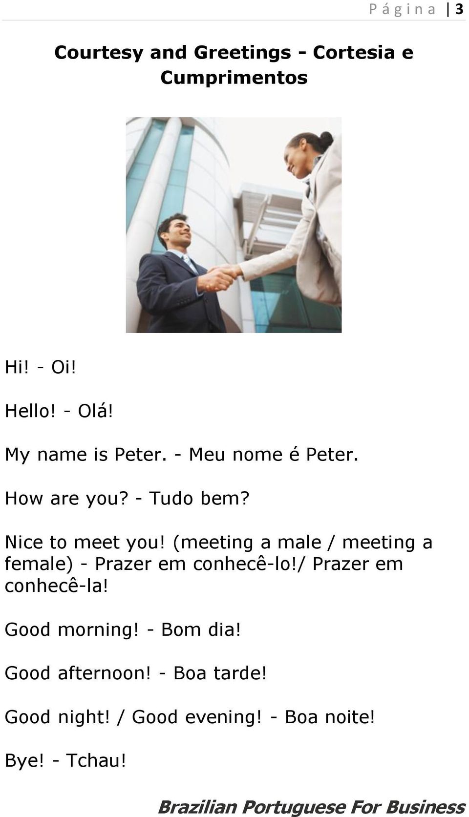 (meeting a male / meeting a female) - Prazer em conhecê-lo!/ Prazer em conhecê-la!