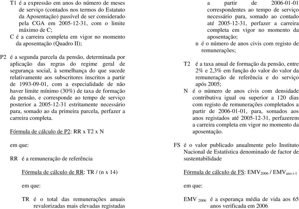 relativamente aos subscritores inscritos a partir de 1993-09-01, com a especialidade de não haver limite mínimo (30%) de taxa de formação da pensão, e corresponde ao tempo de serviço posterior a