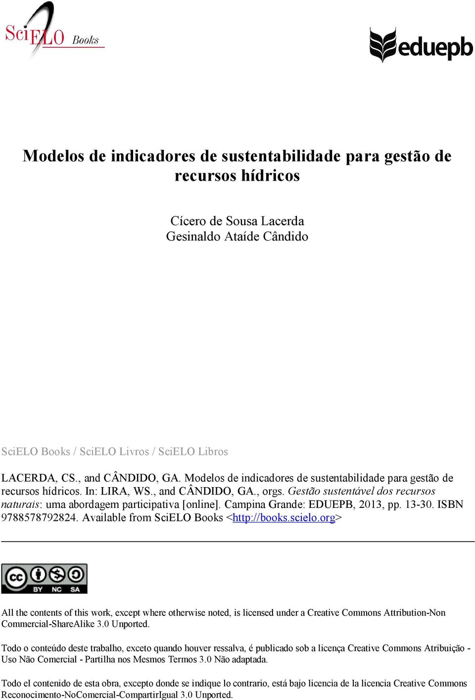 Campina Grande: EDUEPB, 2013, pp. 13-30. ISBN 9788578792824. Available from SciELO Books <http://books.scielo.