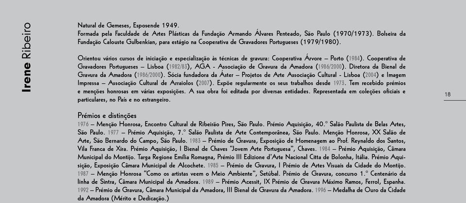 Orientou vários cursos de iniciação e especialização às técnicas de gravura: Cooperativa Árvore Porto (1984).