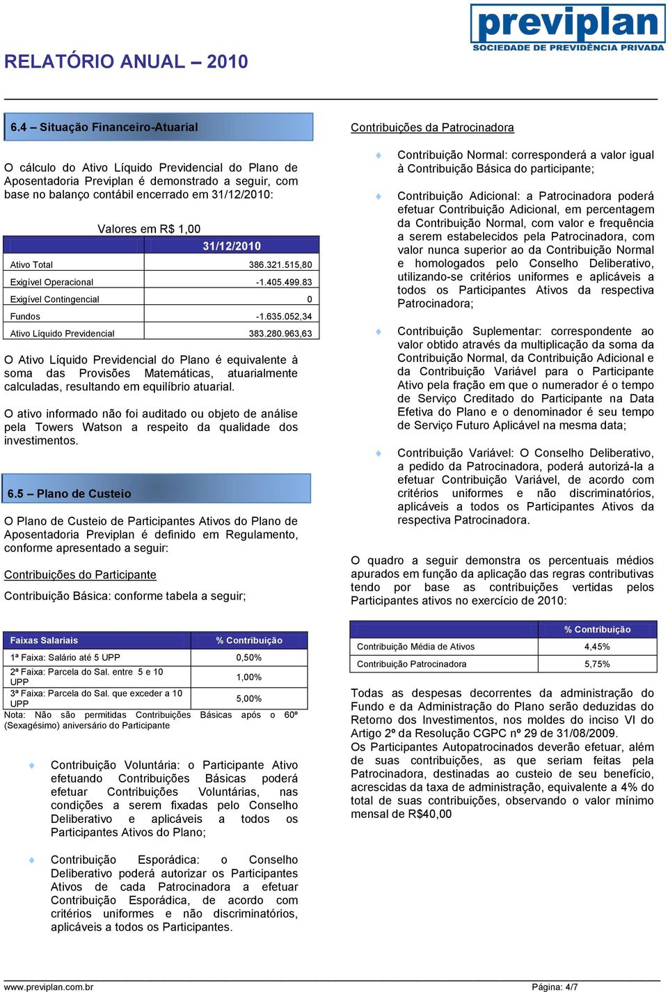 963,63 O Ativo Líquido Previdencial do Plano é equivalente à soma das Provisões Matemáticas, atuarialmente calculadas, resultando em equilíbrio atuarial.