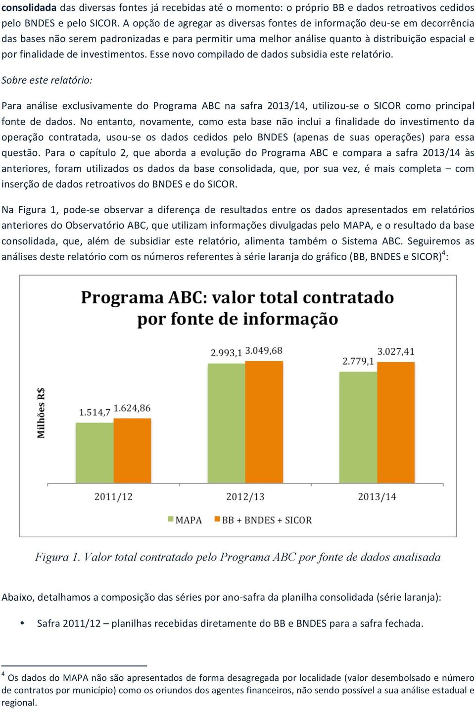 essenovocompiladodedadossubsidiaesterelatório. Sobre&este&relatório:& Para análise exclusivamente do Programa ABC na safra 2013/14, utilizousse o SICOR como principal fonte de dados.