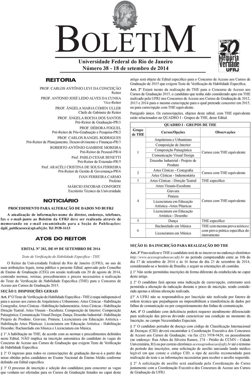 CARLOS RANGEL RODRIGUES Pró-Reitor de Planejamento, Desenvolvimento e Finanças-PR/3 ROBERTO ANTÔNIO GAMBINE MOREIRA Pró-Reitor de Pessoal-PR/4 Prof.