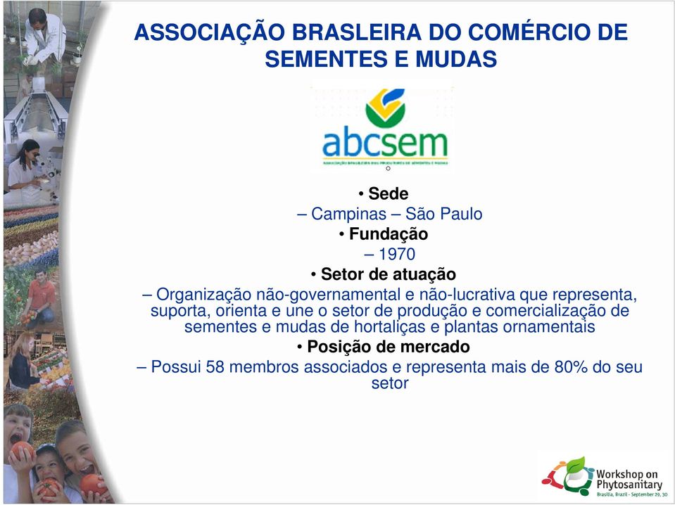 orienta e une o setor de produção e comercialização de sementes e mudas de hortaliças e