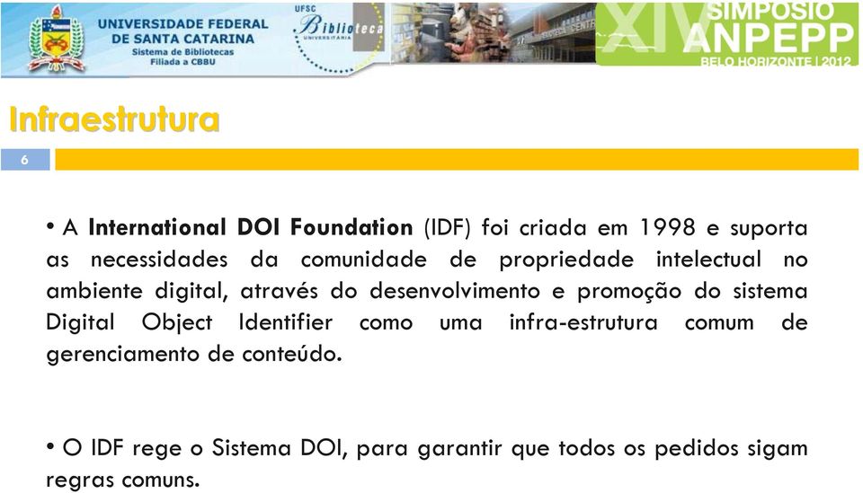 desenvolvimento e promoção do sistema Digital Object Identifier como uma infra-estrutura comum