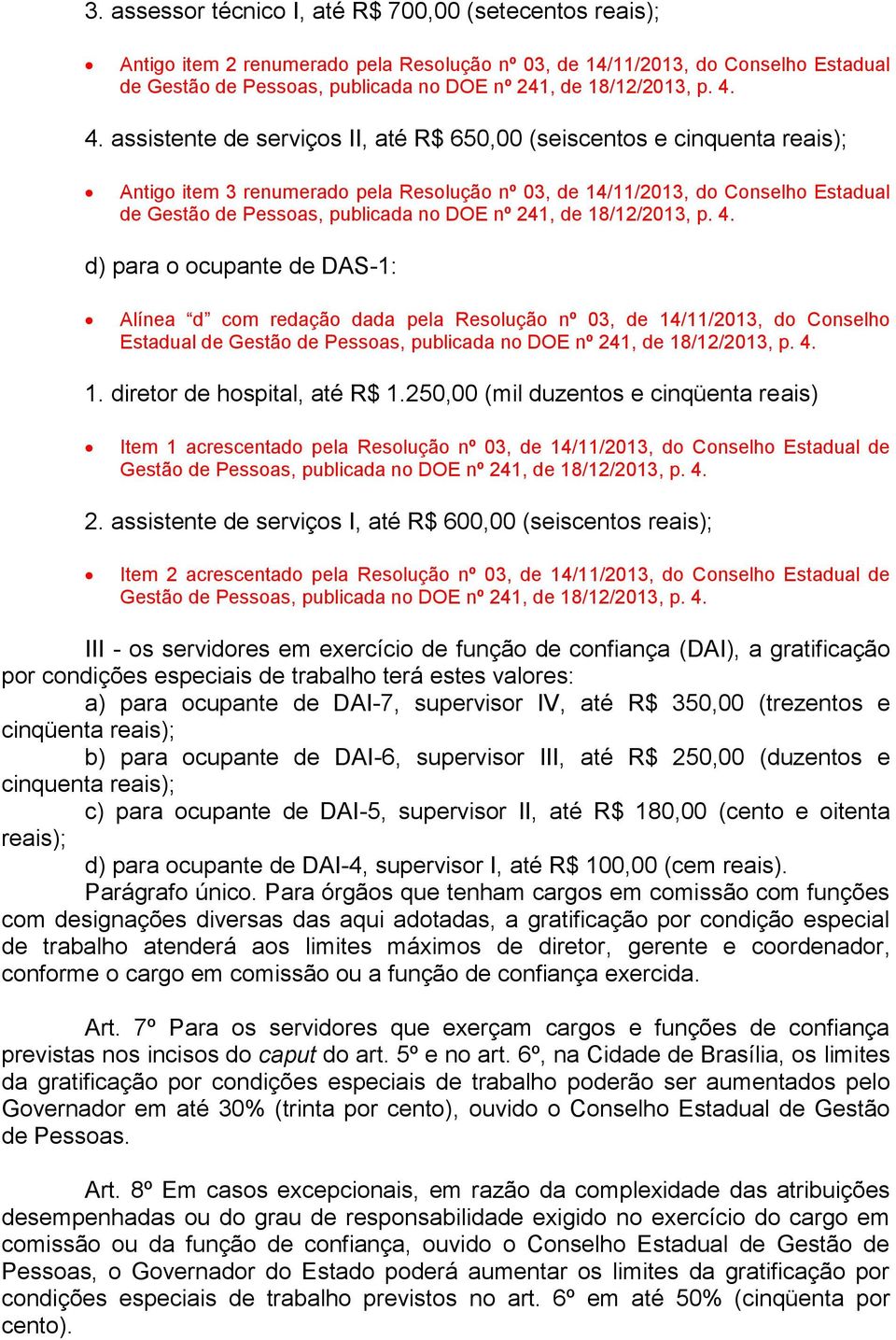 redação dada pela Resolução nº 03, de 14/11/2013, do Conselho Estadual 1. diretor de hospital, até R$ 1.