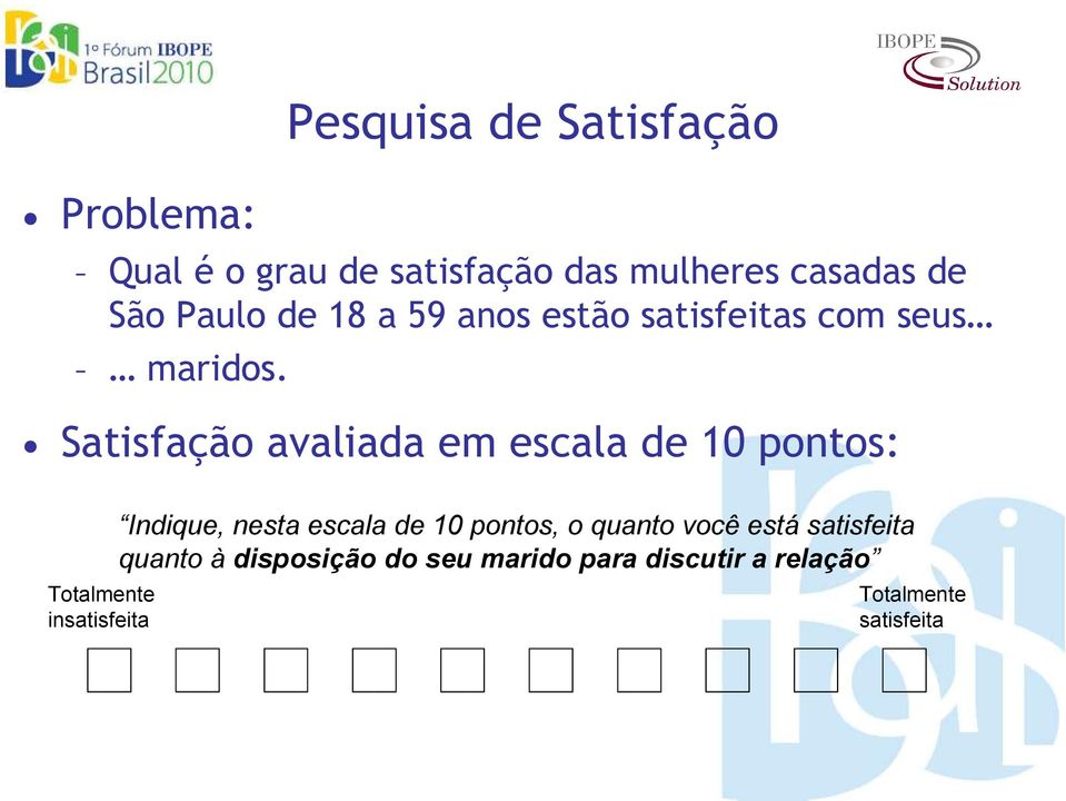 Satisfação avaliada em escala de 10 pontos: Indique, nesta escala de 10 pontos, o quanto