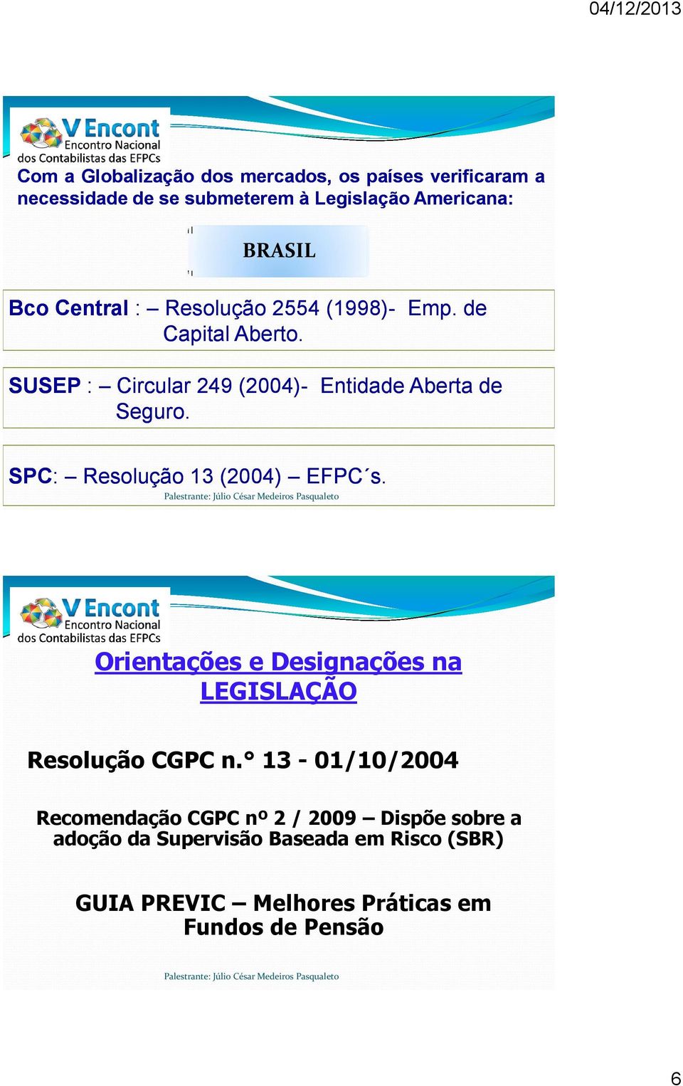 SPC: Resolução 13 (2004) EFPC s. Orientações e Designações na LEGISLAÇÃO Resolução CGPC n.