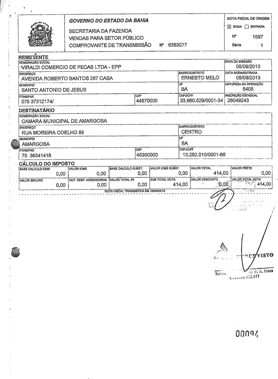 SE CALCULO ICMS VALOR SEGURO VALOR ICMS OUT. DESP, ASSESSÓRIAS 44570000 45300000 SE CALCULO SUBST.