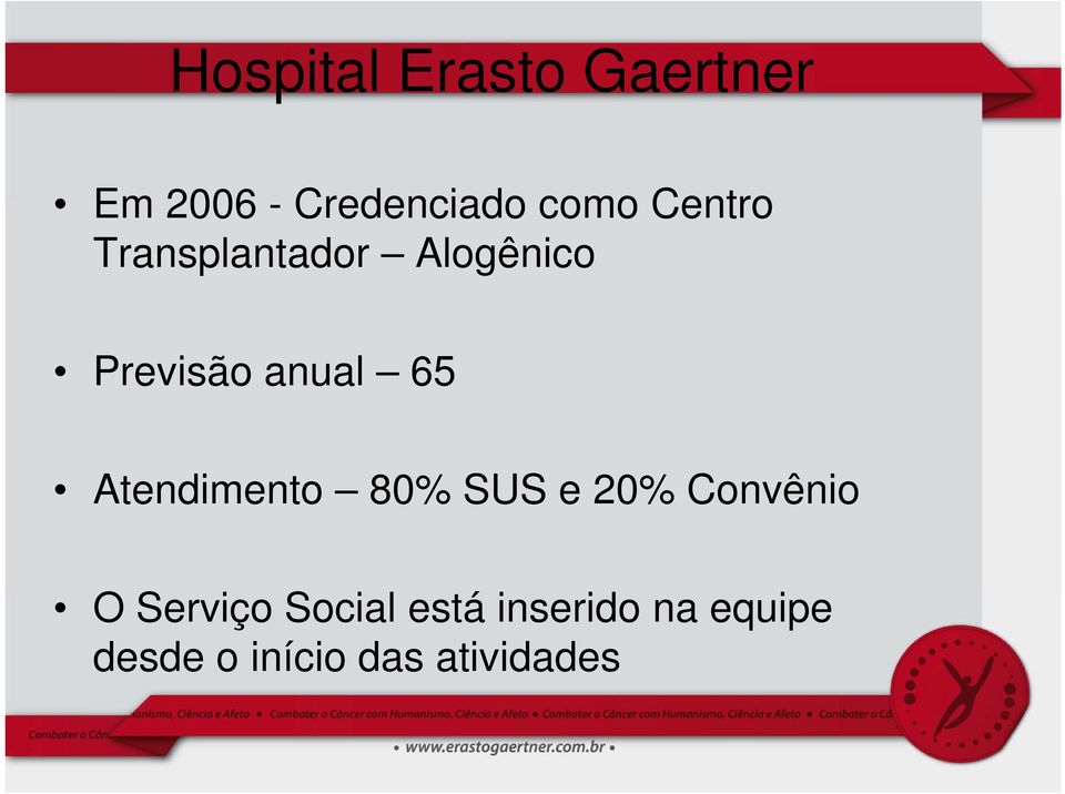 Atendimento 80% SUS e 20% Convênio O Serviço Social