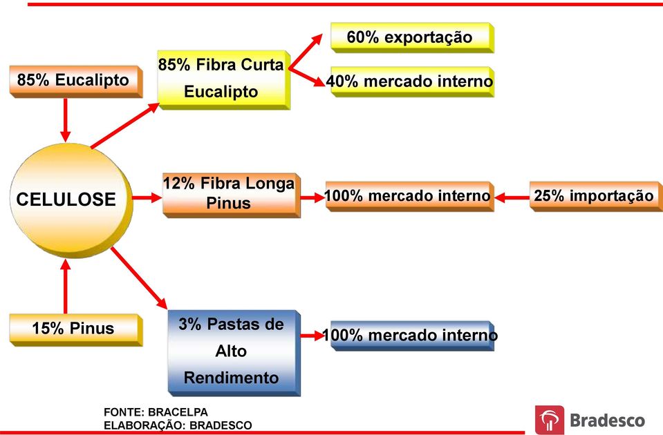 Pinus 100% mercado interno 25% importação 15% Pinus 3%