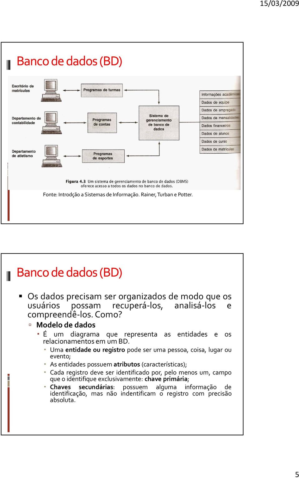 Modelodedados É um diagrama que representa as entidades e os relacionamentos em um BD.