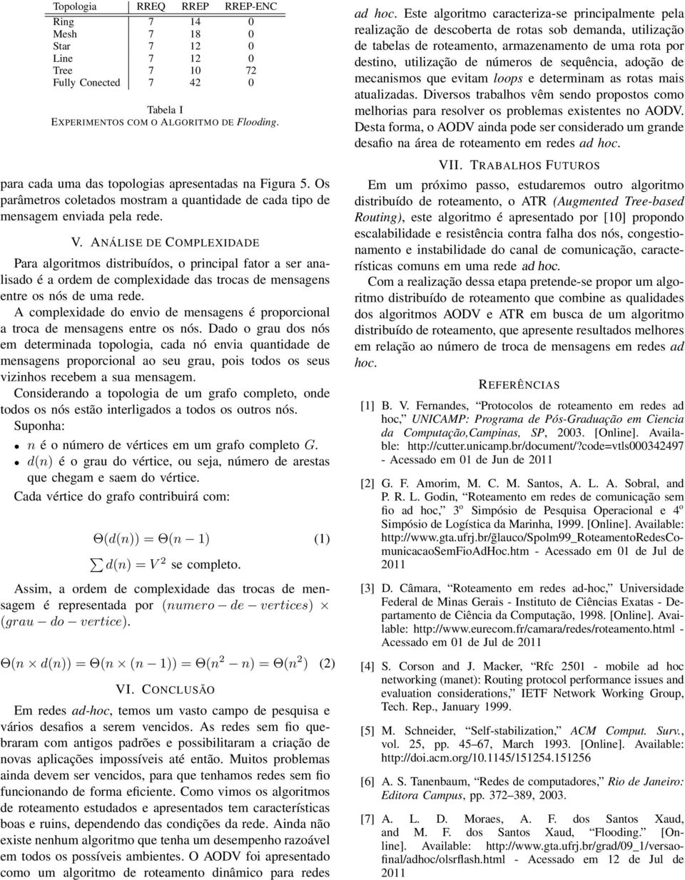 ANÁLISE DE COMPLEXIDADE Para algoritmos distribuídos, o principal fator a ser analisado é a ordem de complexidade das trocas de mensagens entre os nós de uma rede.