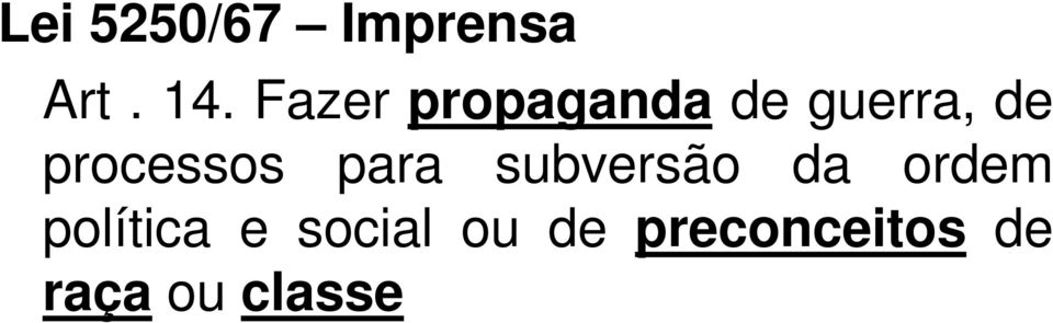 processos para subversão da ordem