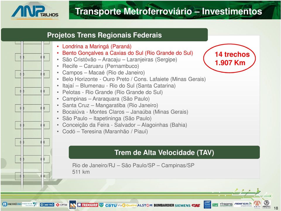 Lafaiete (Minas Gerais) Itajaí Blumenau - Rio do Sul (Santa Catarina) Pelotas - Rio Grande (Rio Grande do Sul) Campinas Araraquara (São Paulo) Santa Cruz Mangaratiba (Rio Janeiro)