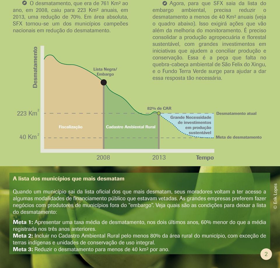 Desmatamento Lista Negra/ Embargo Agora, para que SFX saia da lista do embargo ambiental, precisa reduzir o desmatamento a menos de 40 Km² anuais (veja o quadro abaixo).