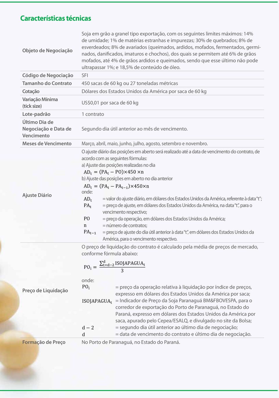 grãos ardidos e queimados, sendo que esse último não pode ultrapassar 1%; e 18,5% de conteúdo de óleo.