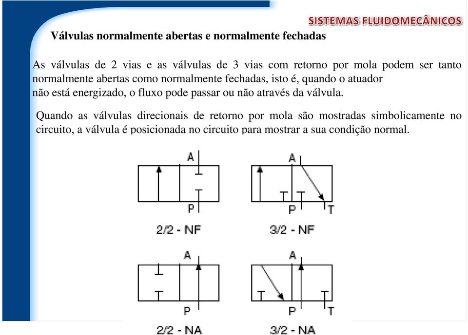 energizado, o fluxo pode passar ou não através da válvula.