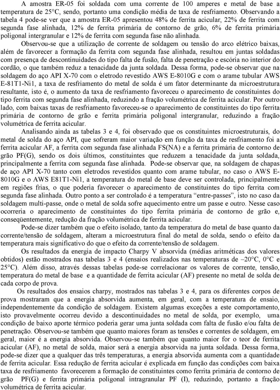 poligonal intergranular e 12% de ferrita com segunda fase não alinhada.