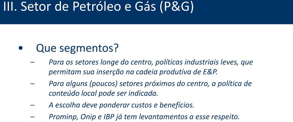 cadeia produtiva de E&P.