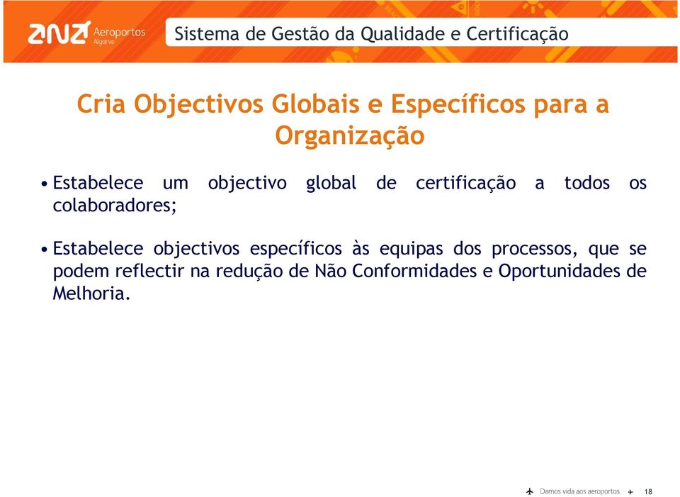 Estabelece objectivos específicos às equipas dos processos, que se