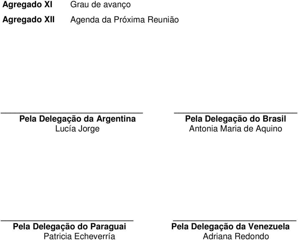 Delegação do Brasil Antonia Maria de Aquino Pela Delegação do