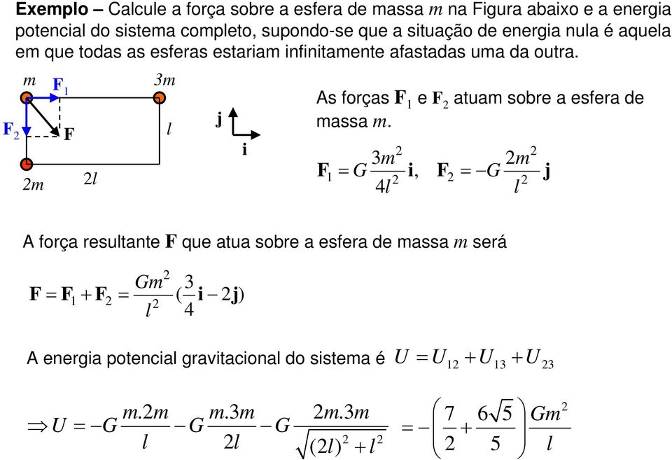 m m F F l 3m l j i As foças F e F atuam sobe a esfea de massa m.