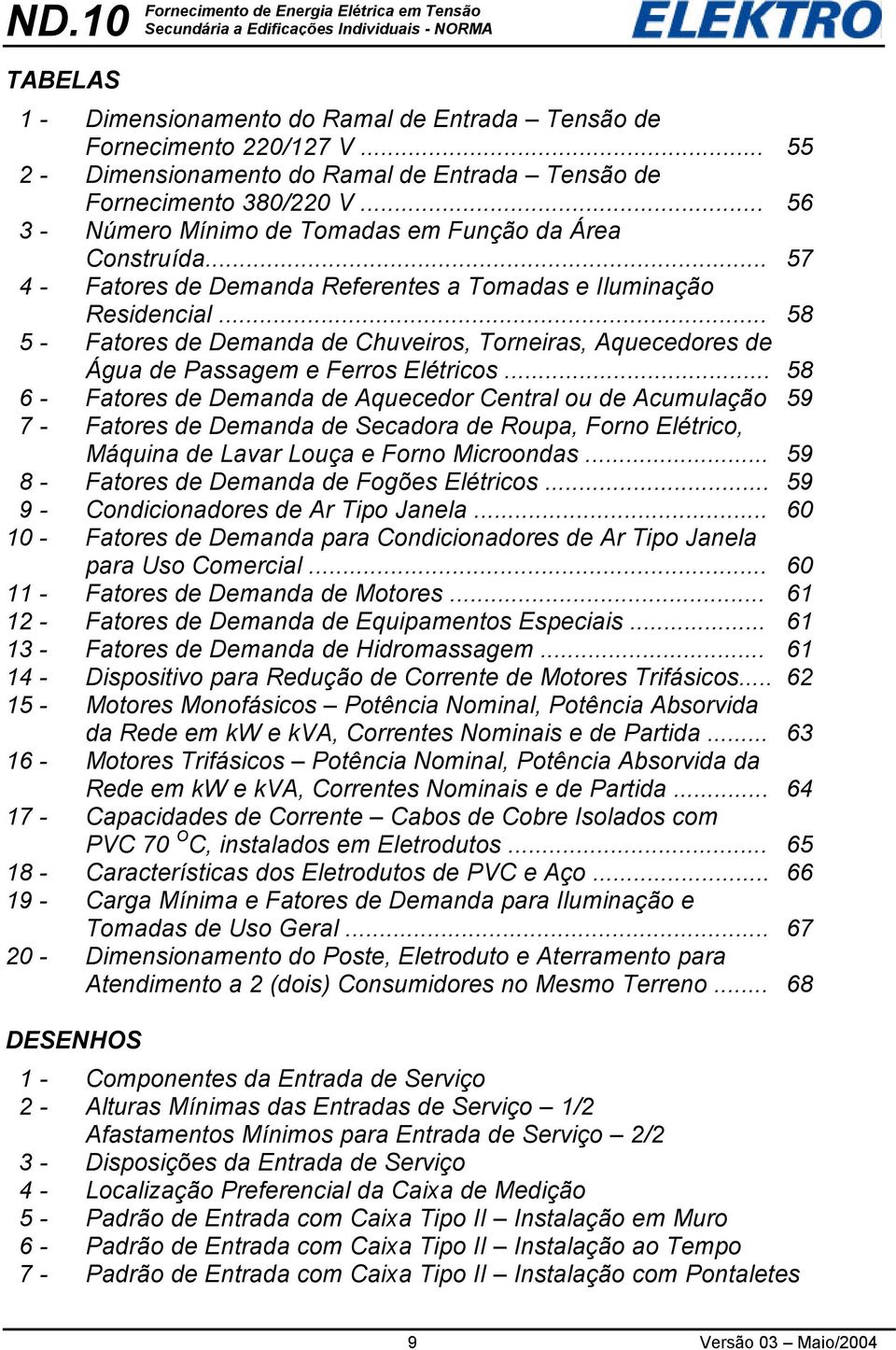 .. 58 5 - Fatores de Demanda de Chuveiros, Torneiras, Aquecedores de Água de Passagem e Ferros Elétricos.