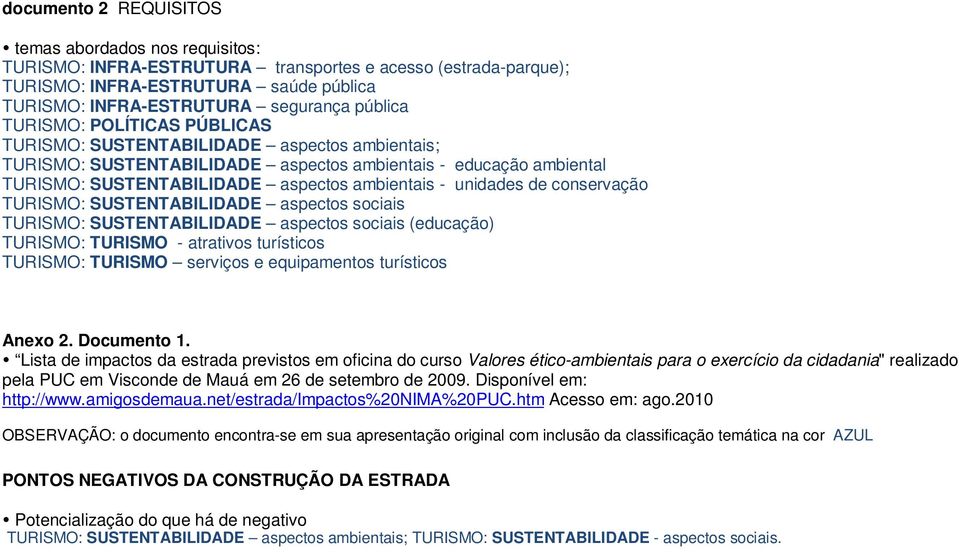 unidades de conservação TURISMO: SUSTENTABILIDADE aspectos sociais TURISMO: SUSTENTABILIDADE aspectos sociais (educação) TURISMO: TURISMO - atrativos turísticos TURISMO: TURISMO serviços e