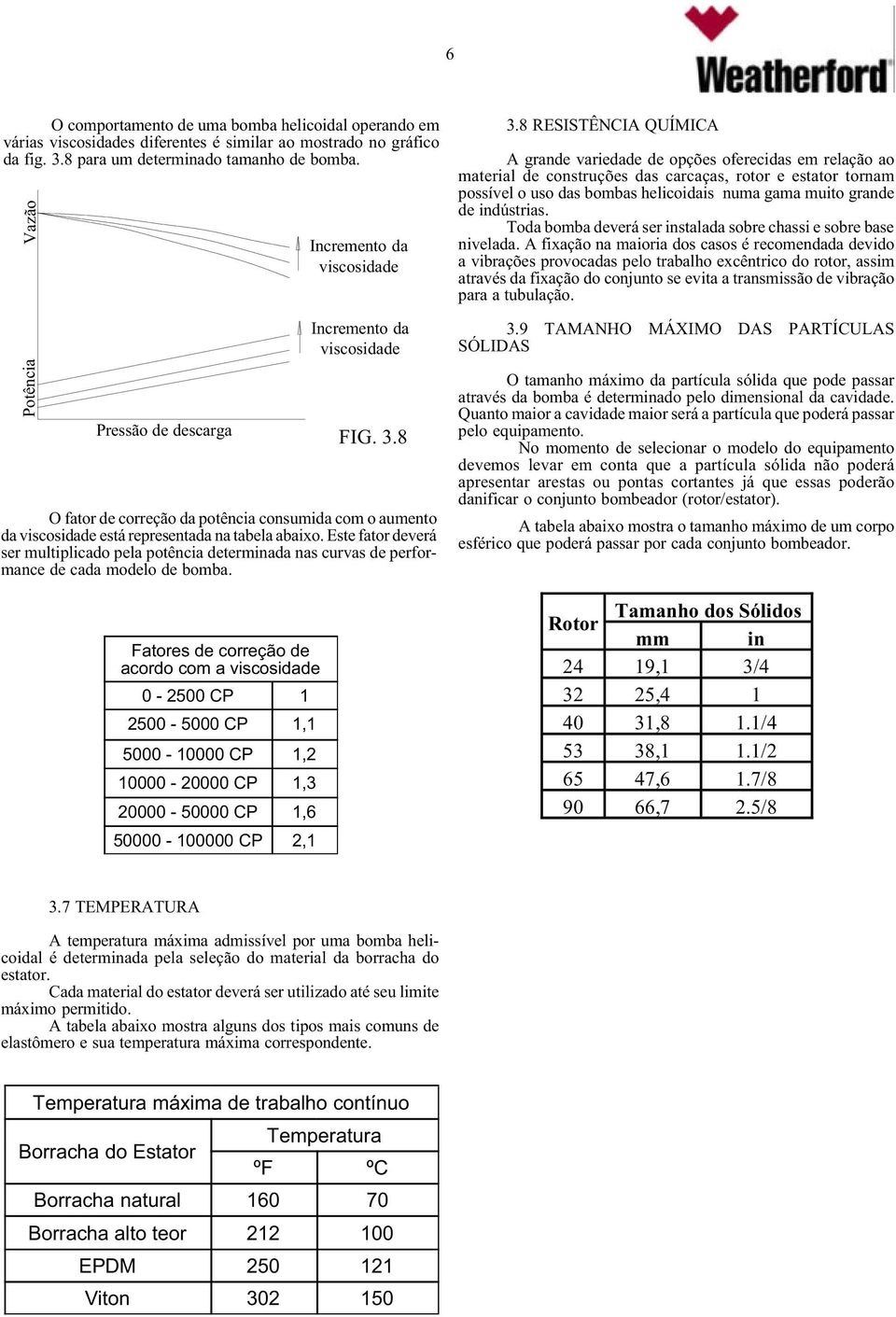 Este fator deverá ser multiplicado pela potência determinada nas curvas de performance de cada modelo de bomba.