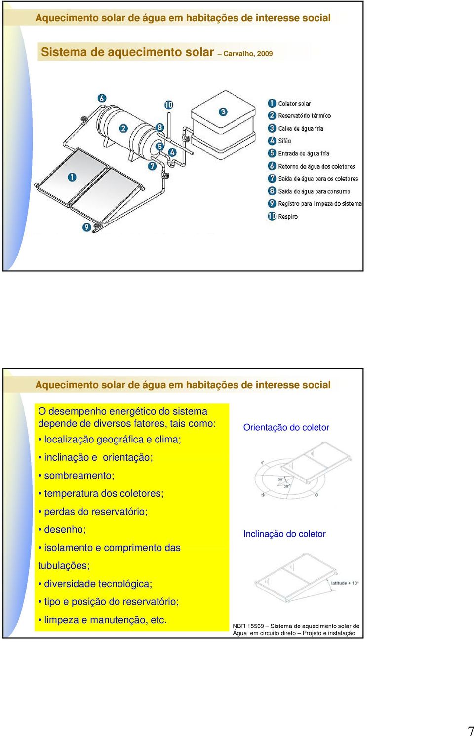 desenho; isolamento e comprimento das tubulações; diversidade tecnológica; tipo e posição do reservatório; limpeza e