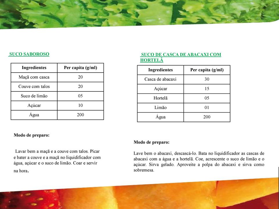 Picar e bater a couve e a maçã no liquidificador com água, açúcar e o suco de limão. Coar e servir na hora.