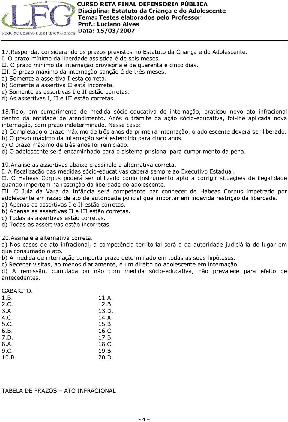 b) Somente a assertiva II está incorreta. c) Somente as assertivas I e II estão corretas. d) As assertivas I, II e III estão corretas. 18.