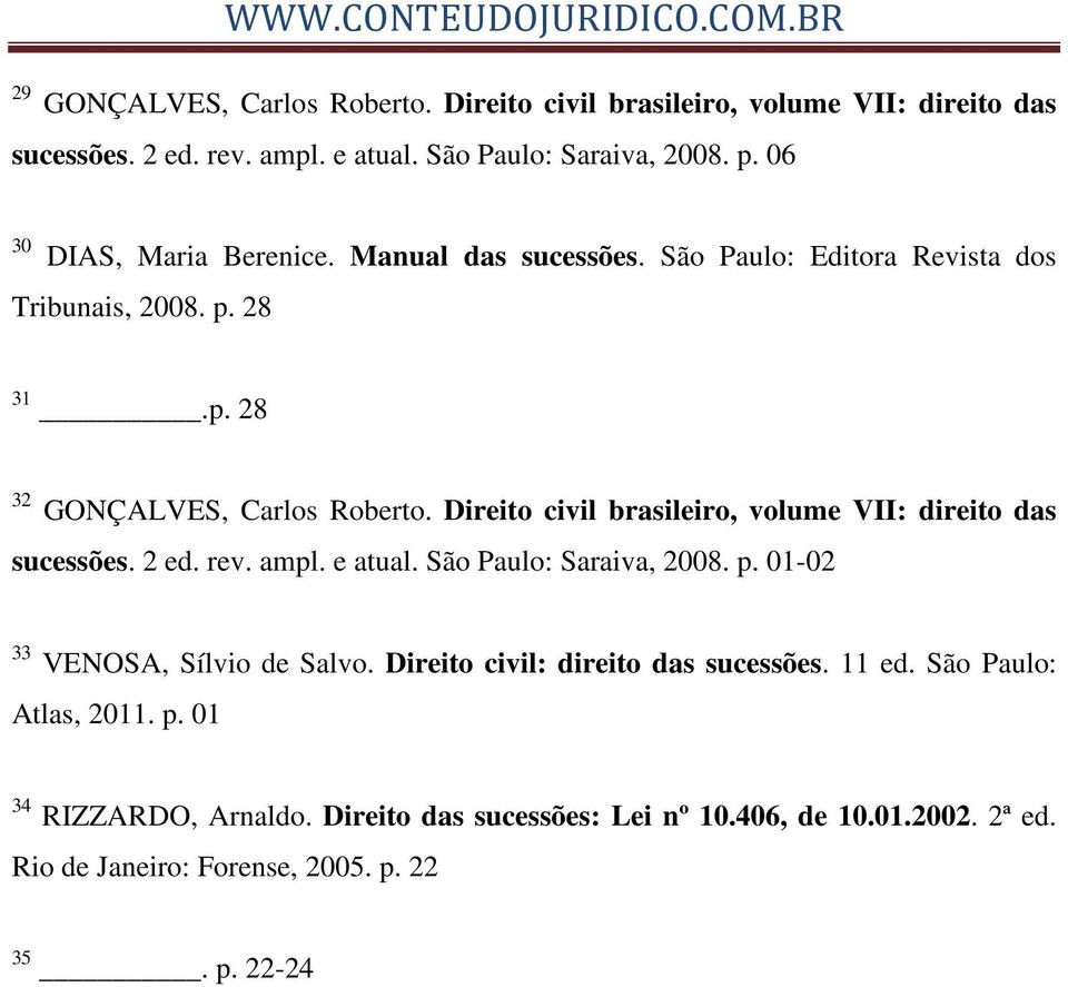 Direito civil brasileiro, volume VII: direito das sucessões. 2 ed. rev. ampl. e atual. São Paulo: Saraiva, 2008. p. 01-02 33 VENOSA, Sílvio de Salvo.