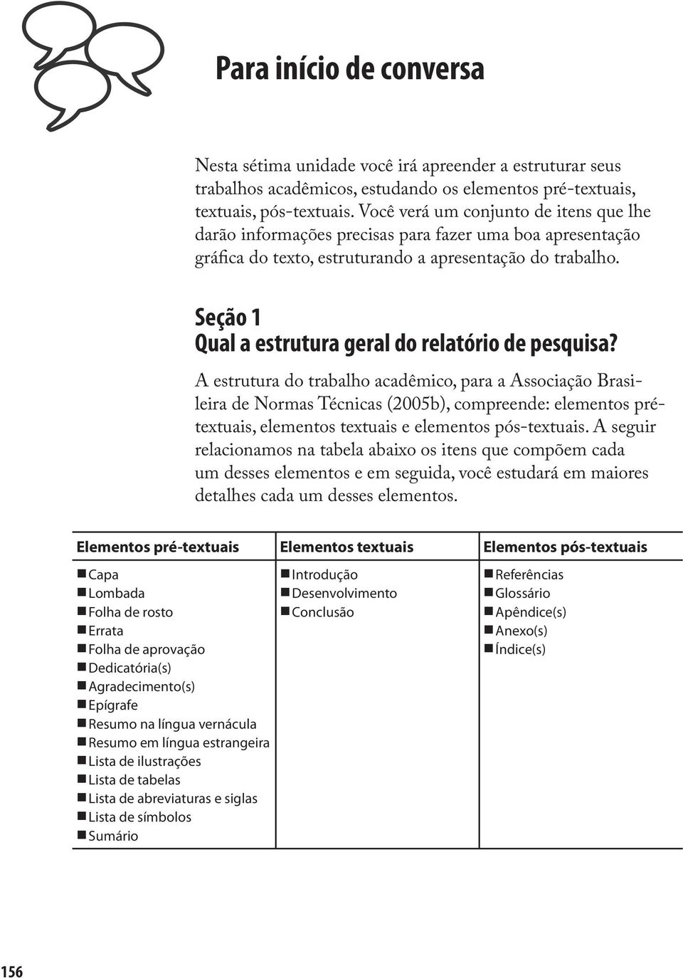 Seção 1 Qual a estrutura geral do relatório de pesquisa?