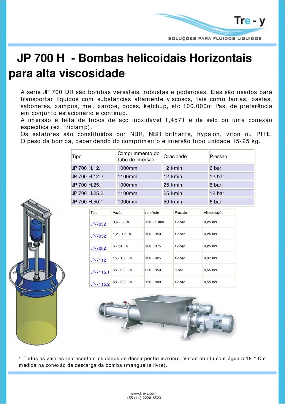 000m Pas, de preferência em conjunto estacionário e contínuo. A imersão é feita de tubos de aço inoxidável 1,4571 e de selo ou uma conexão especifica (ex. triclamp).