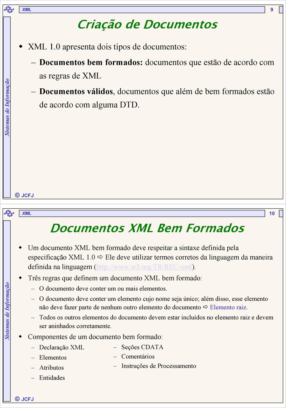 10 Documentos Bem Formados Um documento bem formado deve respeitar a sintaxe definida pela especificação 1.