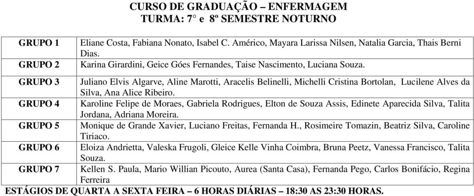 GRUPO 3 Juliano Elvis Algarve, Aline Marotti, Aracelis Belinelli, Michelli Cristina Bortolan, Lucilene Alves da Silva, Ana Alice Ribeiro.