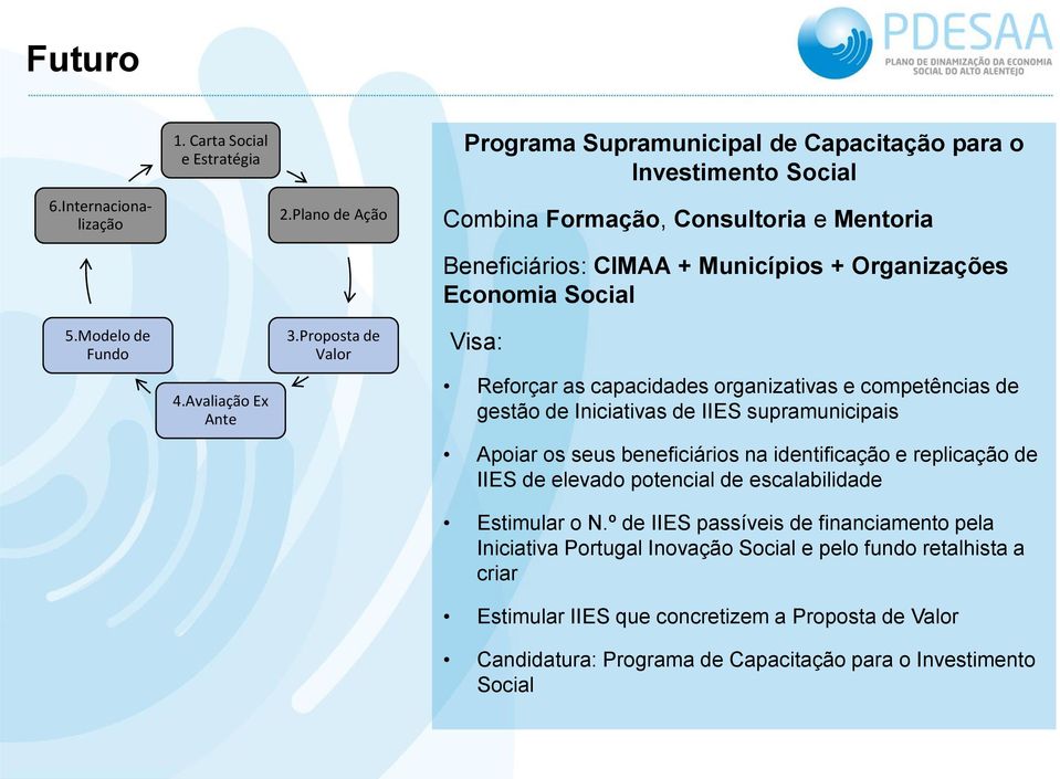 Social Visa: Reforçar as capacidades organizativas e competências de gestão de Iniciativas de IIES supramunicipais Apoiar os seus beneficiários na identificação e replicação de IIES de