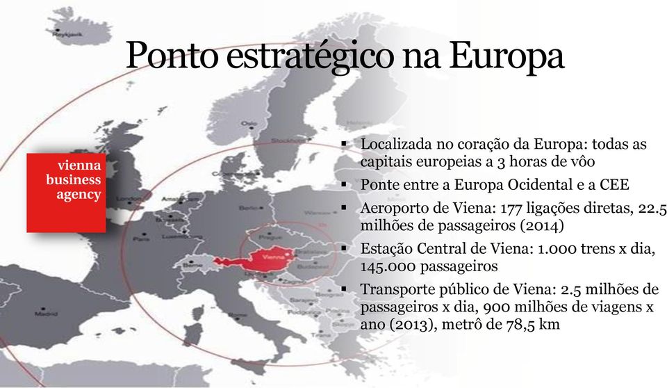 5 milhões de passageiros (2014) Estação Central de Viena: 1.000 trens x dia, 145.