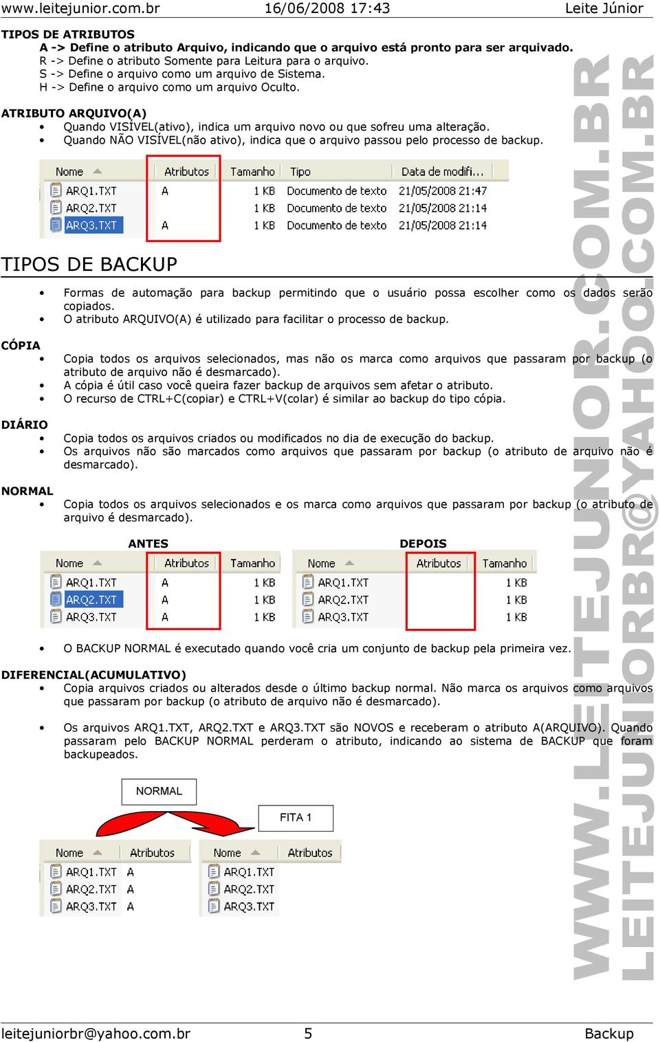 Quando NÃO VISÍVEL(não ativo), indica que o arquivo passou pelo processo de backup.