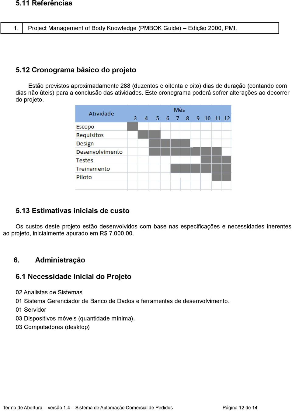 Este cronograma poderá sofrer alterações ao decorrer do 5.