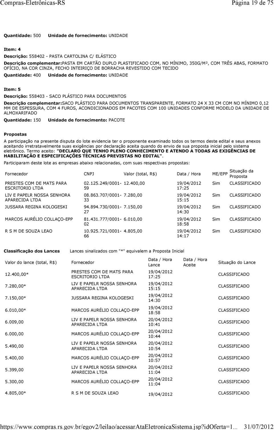 TRANSPARENTE, FORMATO 24 X 33 CM COM NO MÍNIMO 0,12 MM DE ESPESSURA, COM 4 FUROS, ACONDICIONADOS EM PACOTES COM 100 UNIDADES CONFORME MODELO DA UNIDADE DE ALMOXARIFADO Quantidade: 150 Unidade de