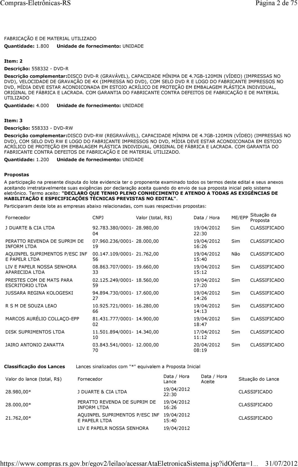 PROTEÇÃO EM EMBALAGEM PLÁSTICA INDIVIDUAL, ORIGINAL DE FÁBRICA E LACRADA. COM GARANTIA DO FABRICANTE CONTRA DEFEITOS DE FABRICAÇÃO E DE MATERIAL UTILIZADO Quantidade: 4.