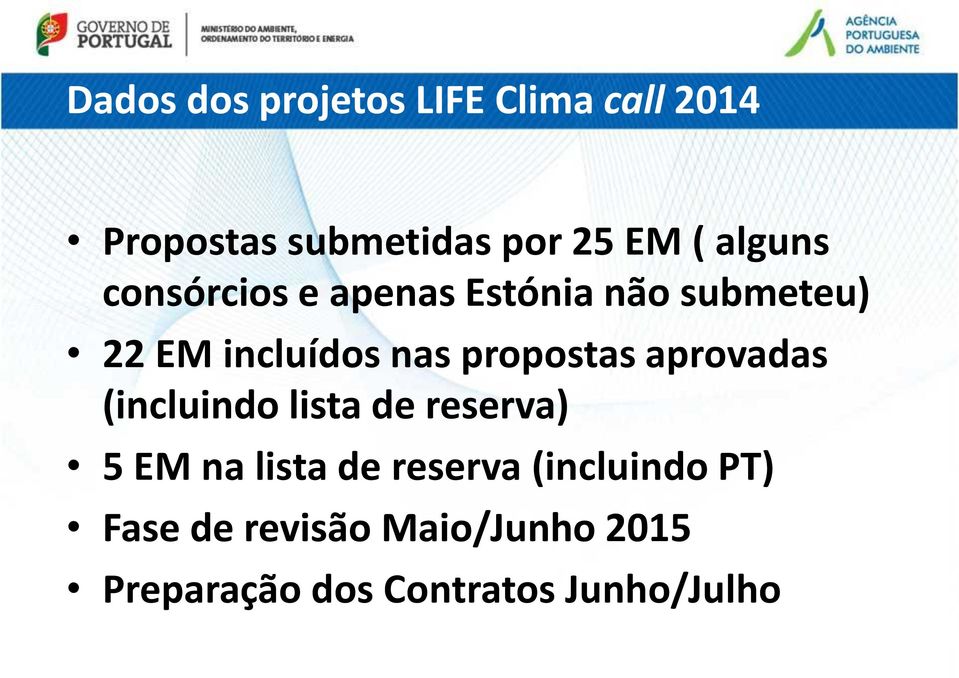 propostas aprovadas (incluindo lista de reserva) 5 EM na lista de reserva