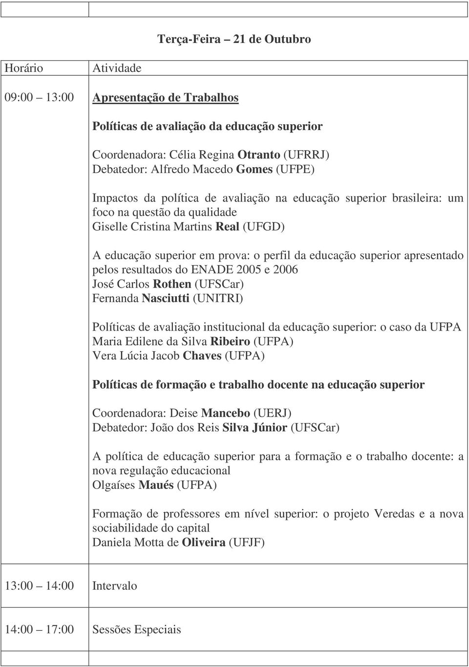 pelos resultados do ENADE 2005 e 2006 José Carlos Rothen (UFSCar) Fernanda Nasciutti (UNITRI) Políticas de avaliação institucional da educação superior: o caso da UFPA Maria Edilene da Silva Ribeiro