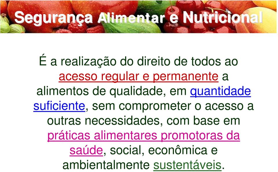 suficiente, sem comprometer o acesso a outras necessidades, com base em