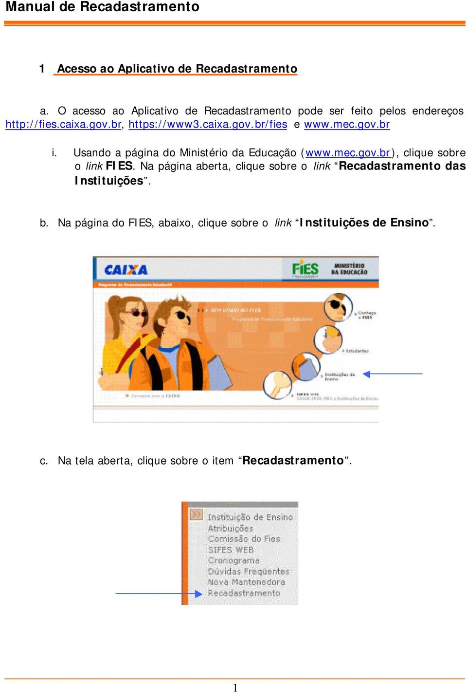 mec.gov.br i. Usando a página do Ministério da Educação (www.mec.gov.br), clique sobre o link FIES.