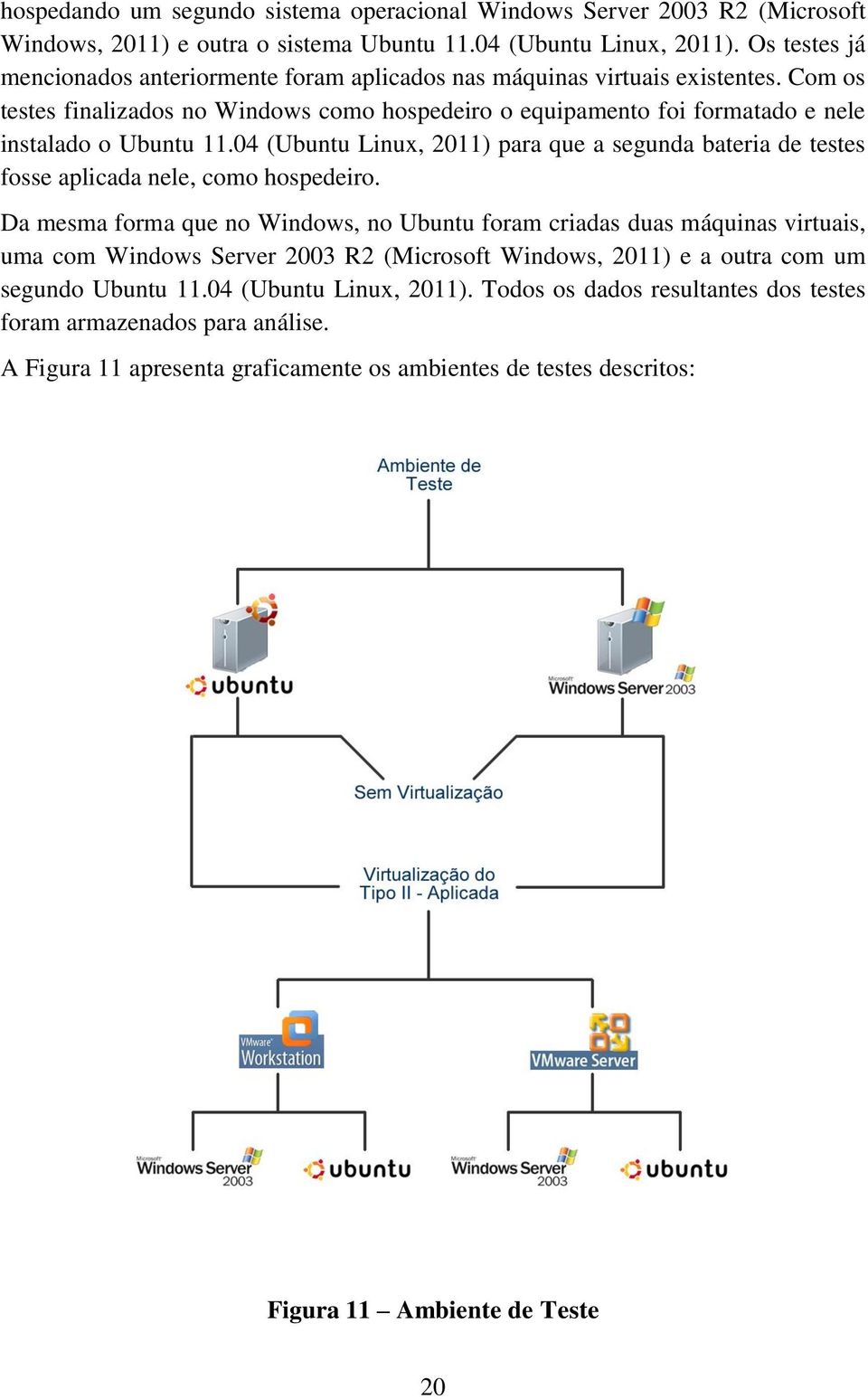 04 (Ubuntu Linux, 2011) para que a segunda bateria de testes fosse aplicada nele, como hospedeiro.