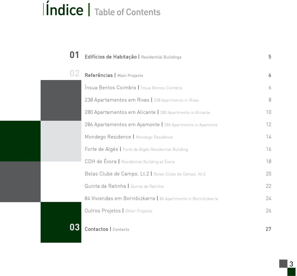 Mondego Residence 14 Forte de Algés Forte de Algés Residential Building 16 CDH de Évora Residential Building at Évora 18 Belas Clube de Campo, Lt.